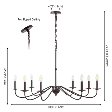 Wicklow 40" 8-Light Bohemian Farmhouse Iron LED Chandelier